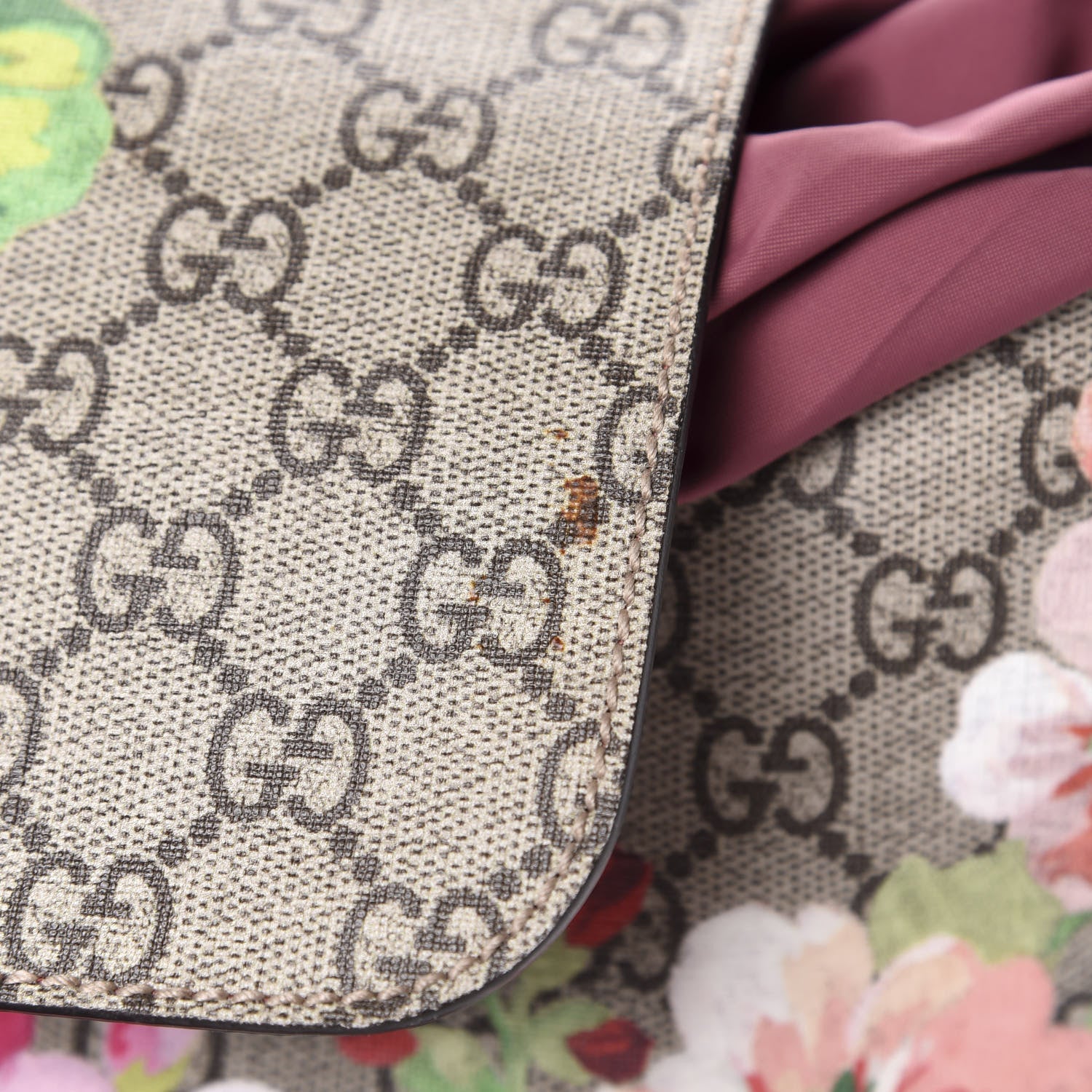 Gucci GG Supreme Monogram Blooms Medium Single Buckle Backpack Beige Multicolor Dry Rose 10 of 13