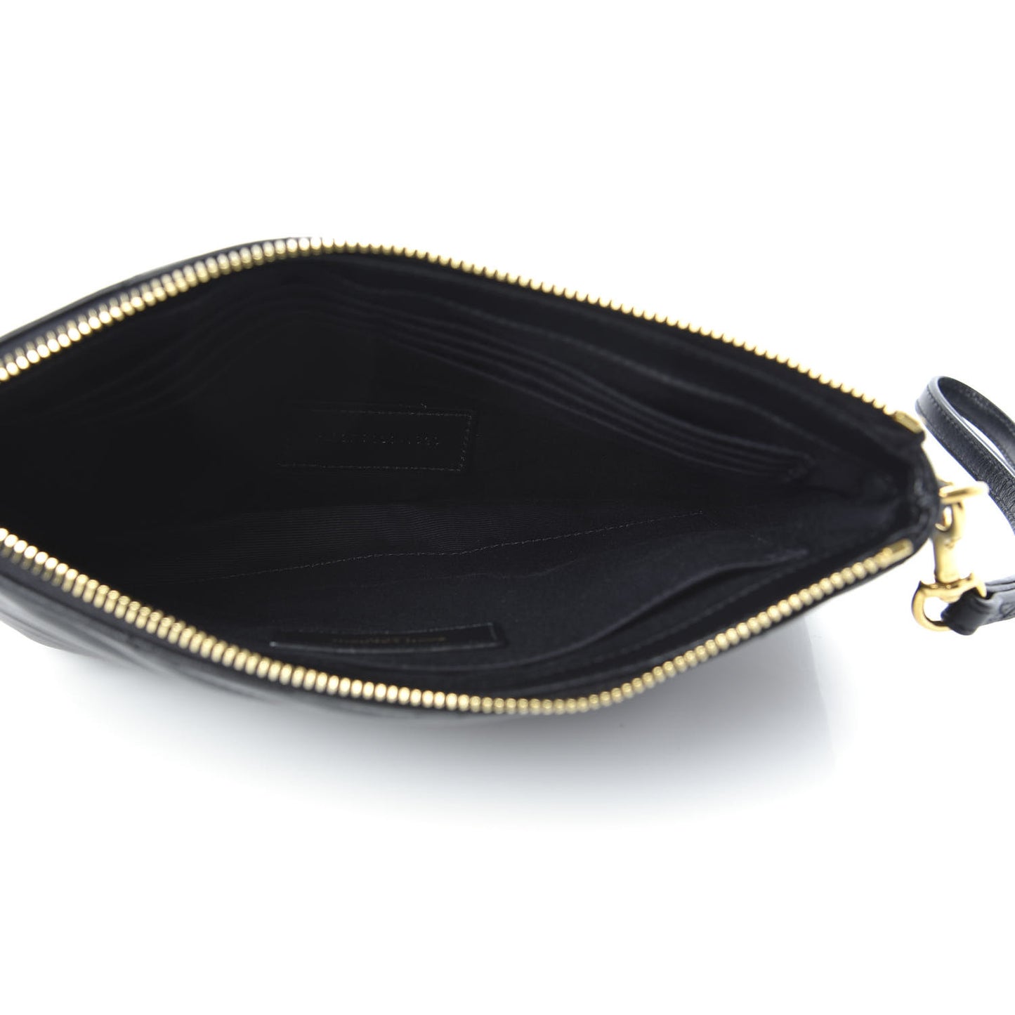 Calfskin Matelasse Chevron Monogram A5 Wristlet Black