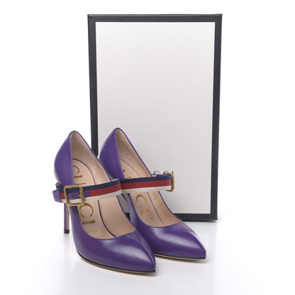 Gucci Malaga Kid Sylvie High Heel Pumps 35.5 Shine Purple 9 of 9
