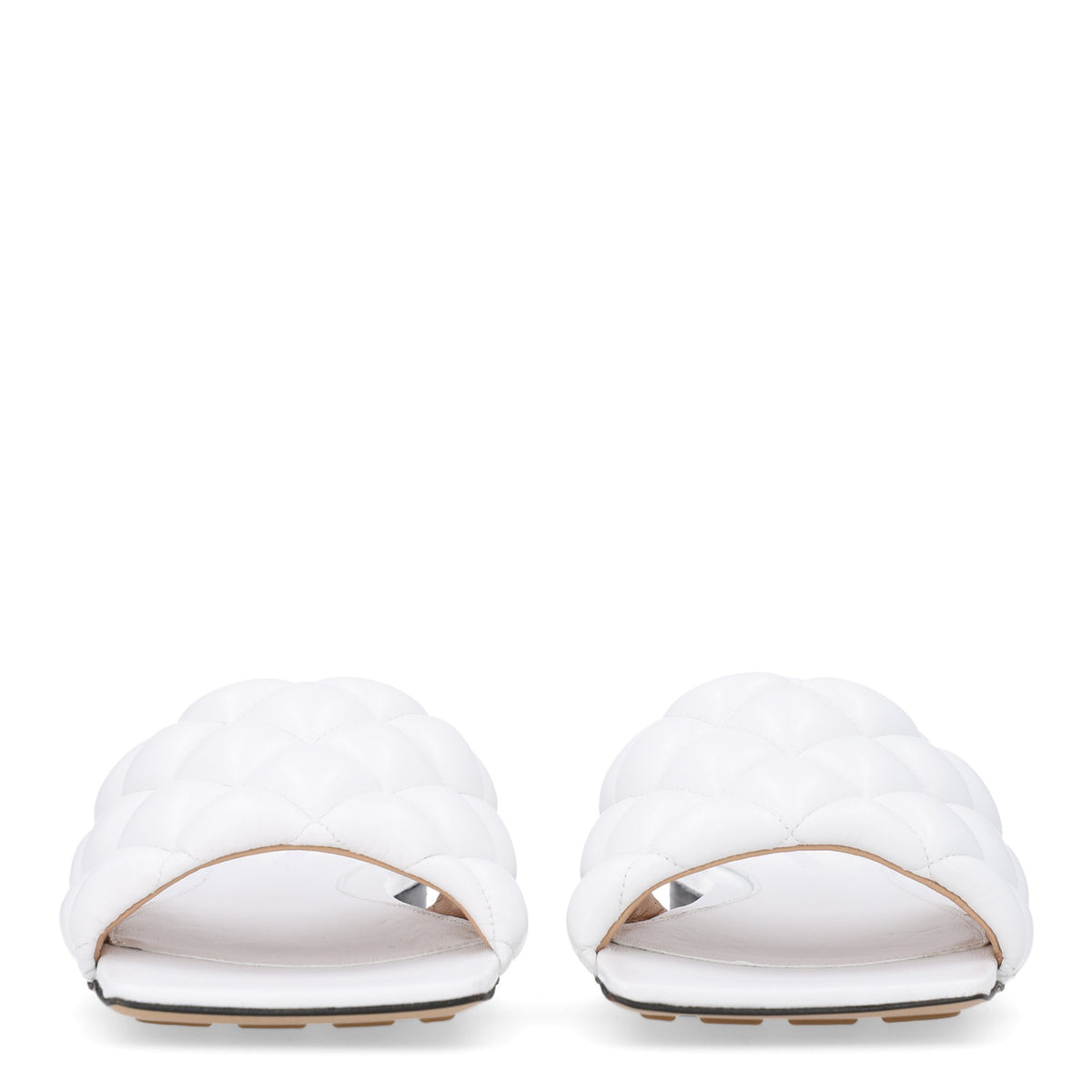 Bottega Veneta Nappa Matelasse Padded Flat Sandals 37.5 Optic White 3 of 10
