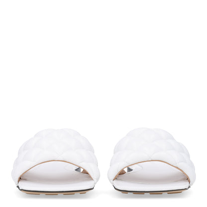 Bottega Veneta Nappa Matelasse Padded Flat Sandals 37.5 Optic White 3 of 10