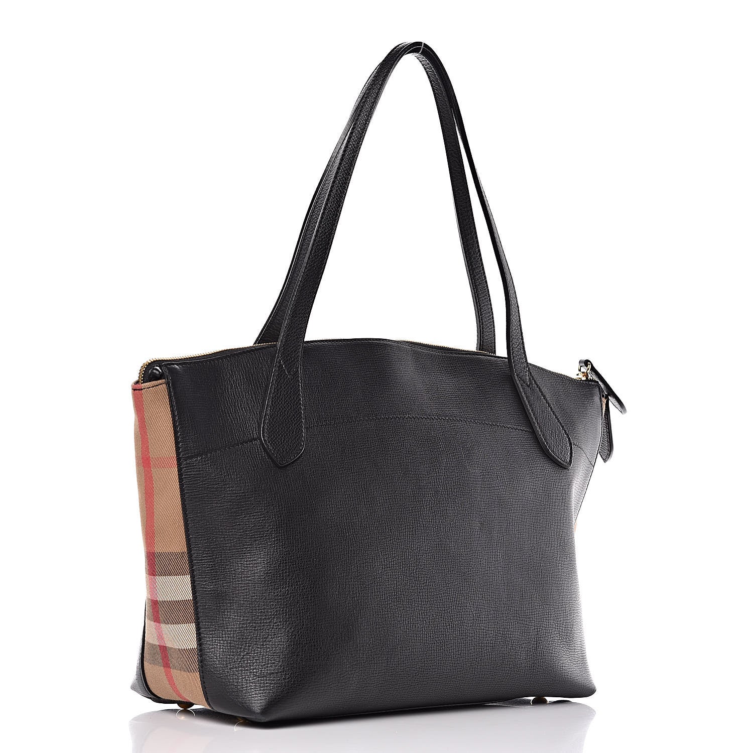 Burberry Derby Calfskin House Check Medium Welburn Tote Black 3 of 11