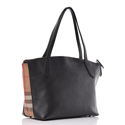 Burberry Derby Calfskin House Check Medium Welburn Tote Black 3 of 11