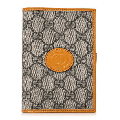 Gucci GG Supreme Monogram Textured Calfskin Retro Interlocking G Passport Case Beige Yellow 1 of 11