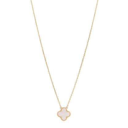 Van Cleef & Arpels 18K Yellow Gold Mother of Pearl Vintage Alhambra Pendant Necklace 1 of 5
