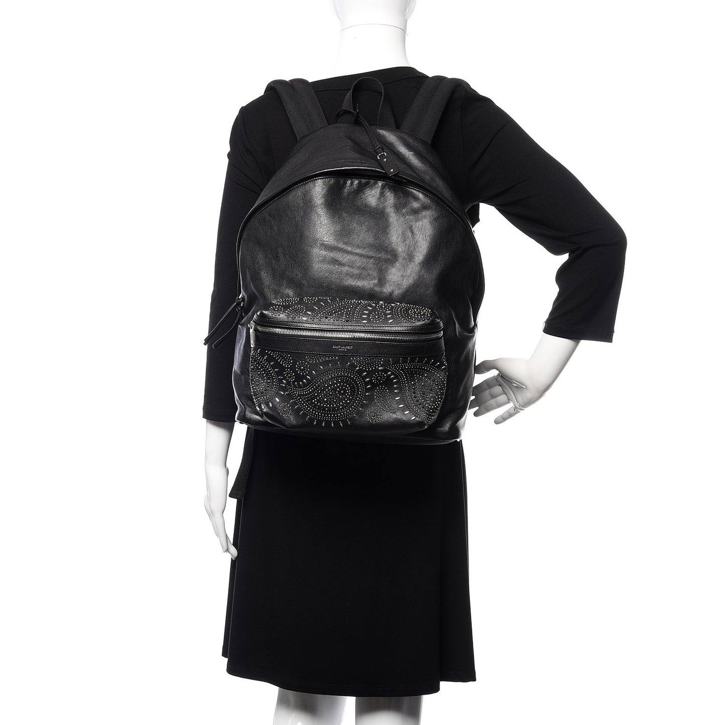 Calfskin Bandana Stud City Backpack Black