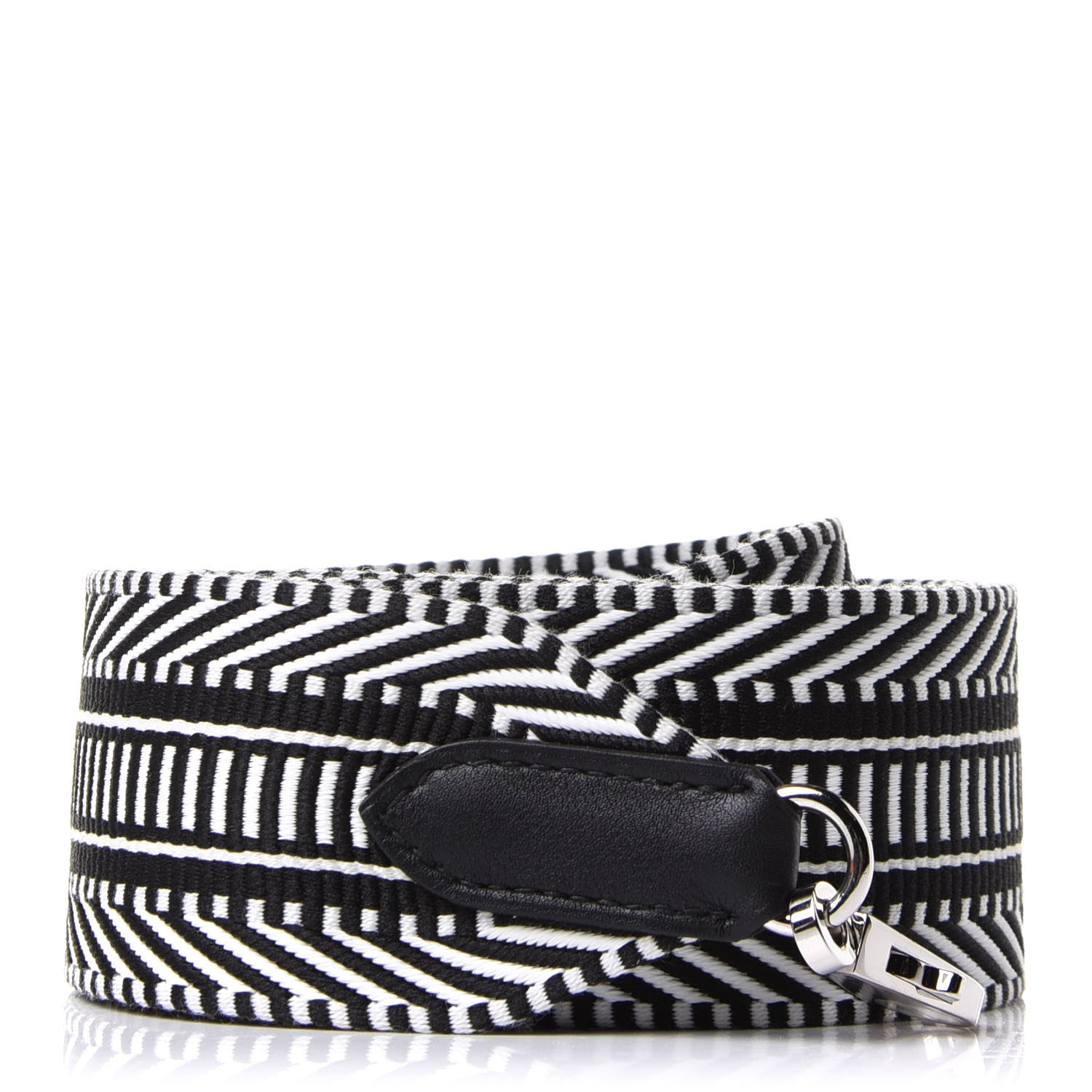 Hermes Toile Swift 50mm Sangle Cavale Shoulder Strap Black Ecru 1 of 5