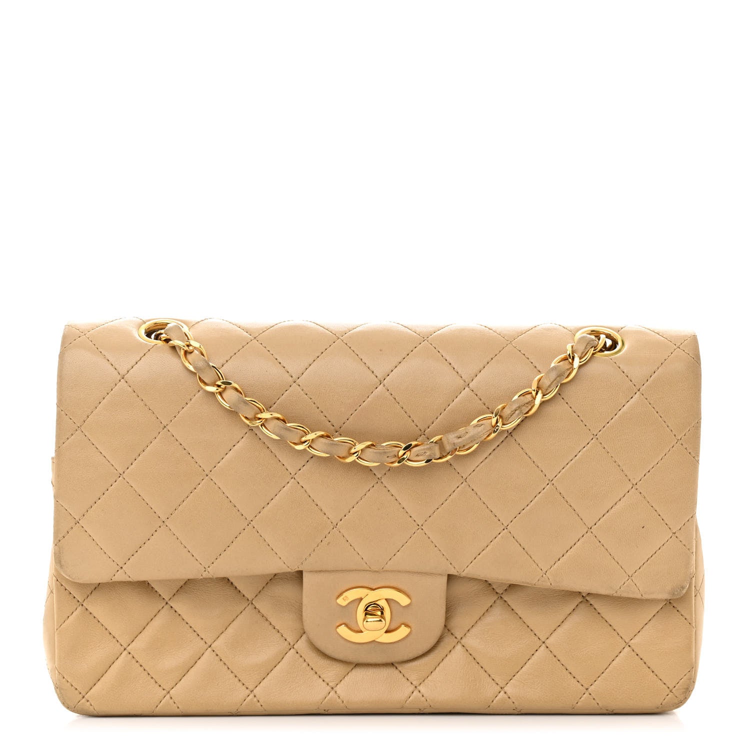 Chanel Lambskin Quilted Medium Double Flap Beige 1 of 14