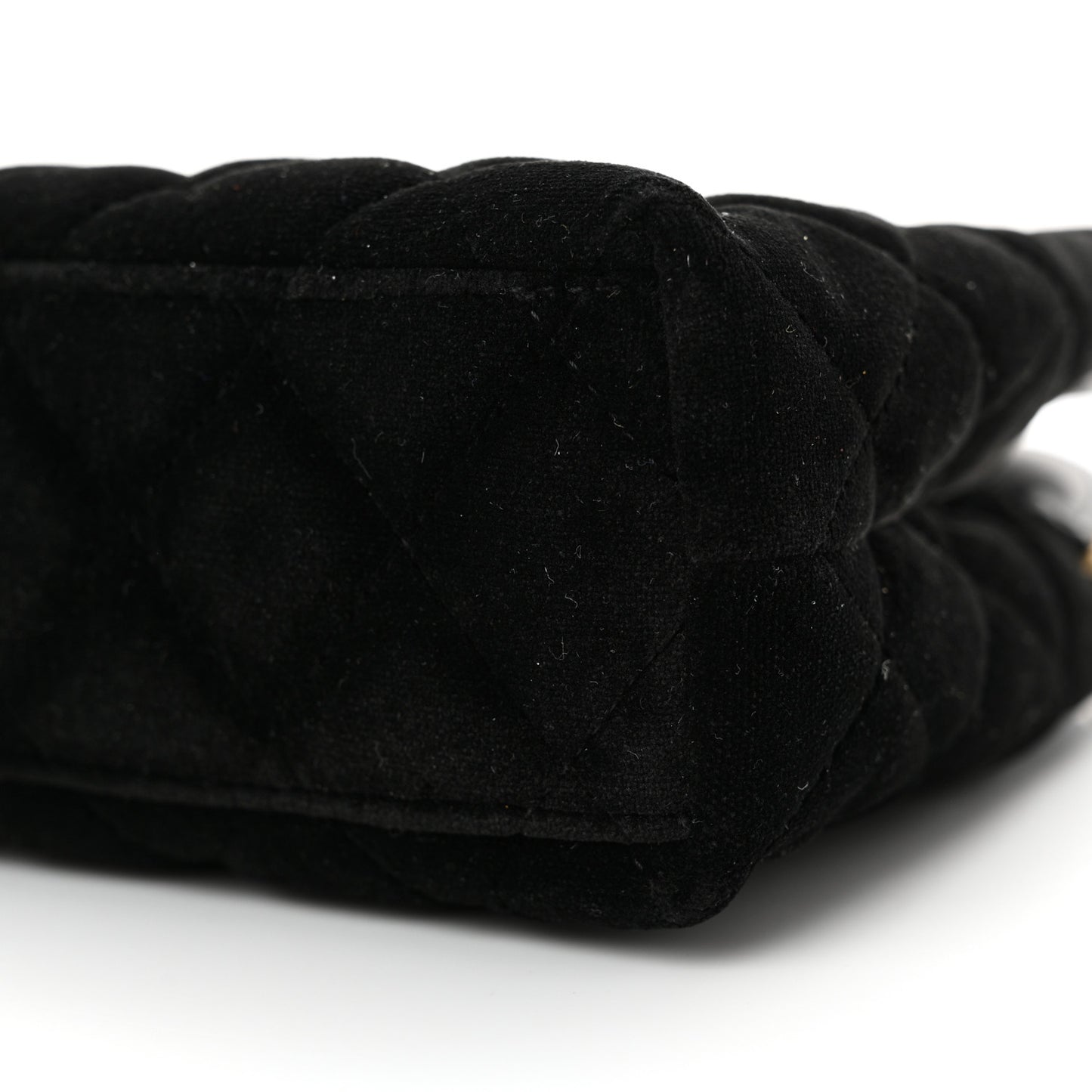Velvet Quilted Nano Kelly Shopper Black