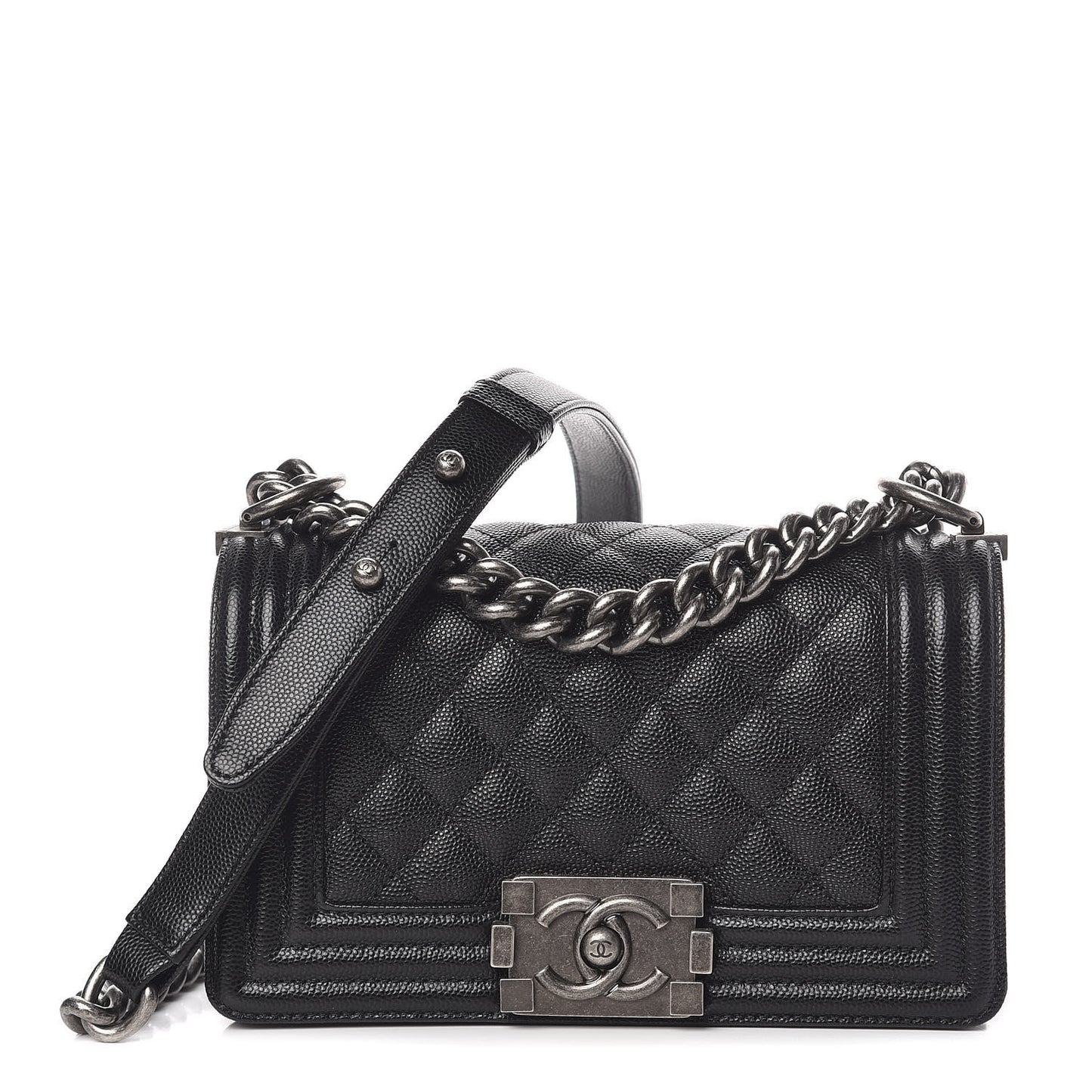 Caviar Quilted Small Boy Flap Black