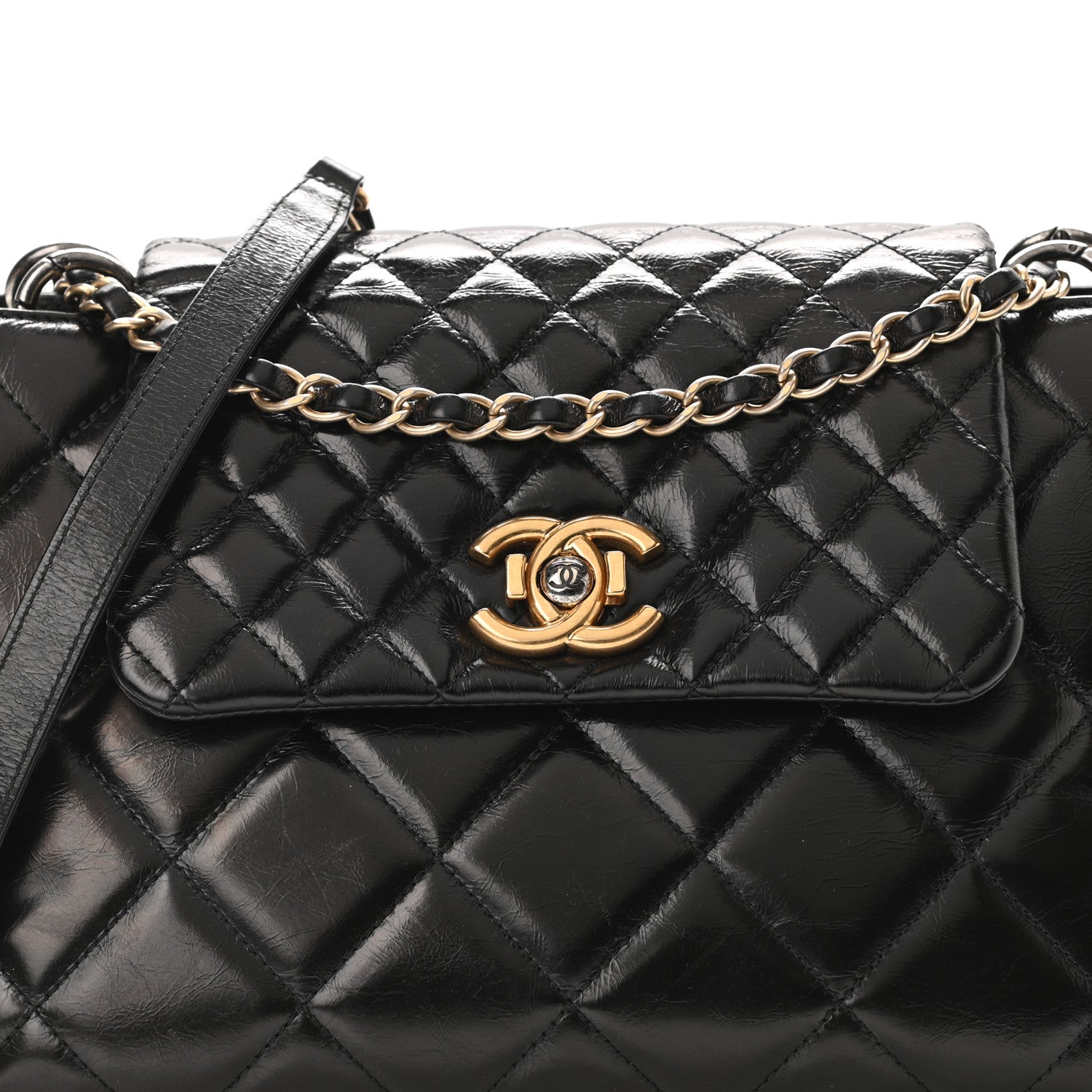 Chanel Glazed Calfskin Quilted Medium Daily Walk Flap Black 7 of 9