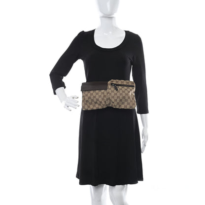 Gucci GG Monogram Web Double Pocket Belt Bag Dark Brown 2 of 9
