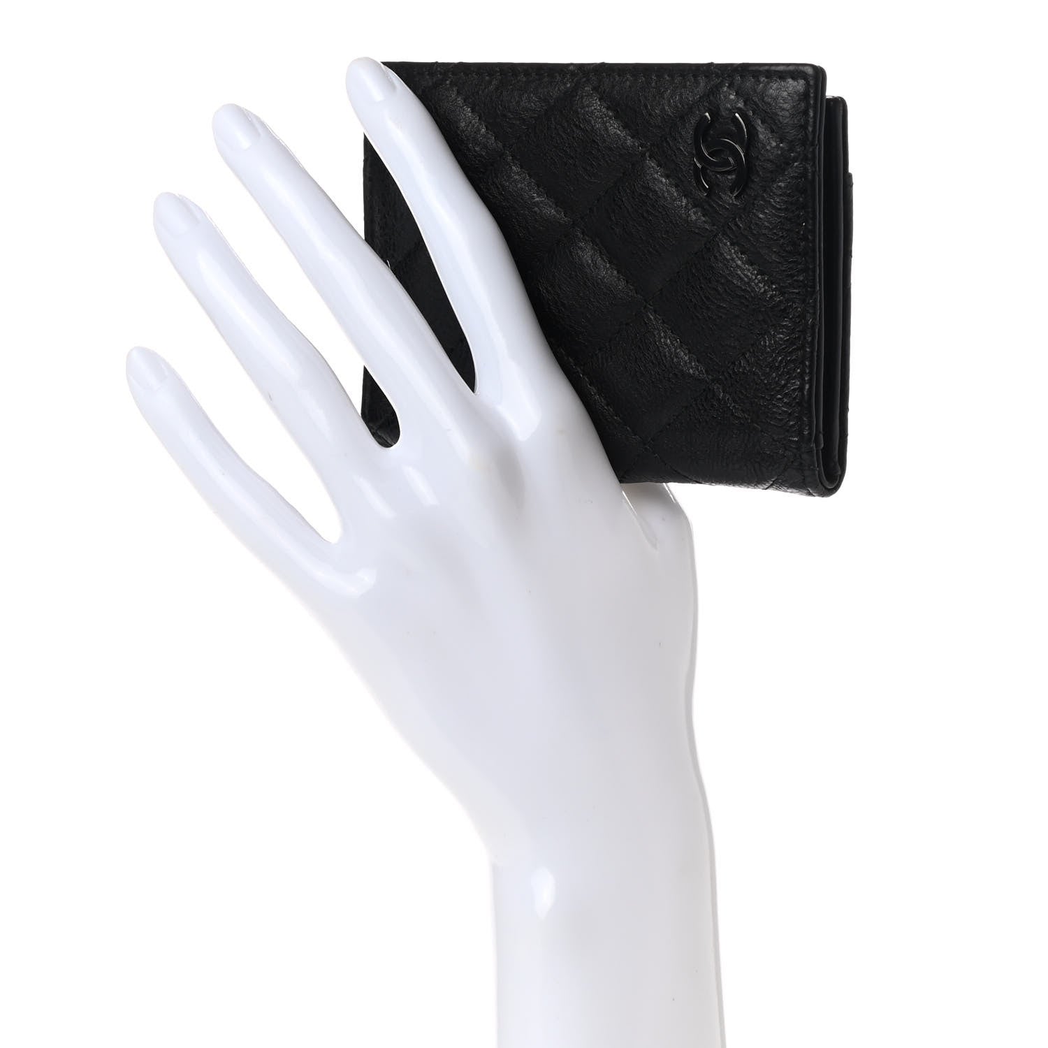 Chanel Crumpled Calfskin Quilted Card Holder Wallet So Black 2 of 7