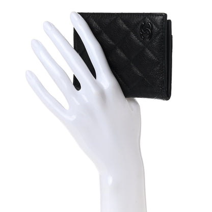 Chanel Crumpled Calfskin Quilted Card Holder Wallet So Black 2 of 7