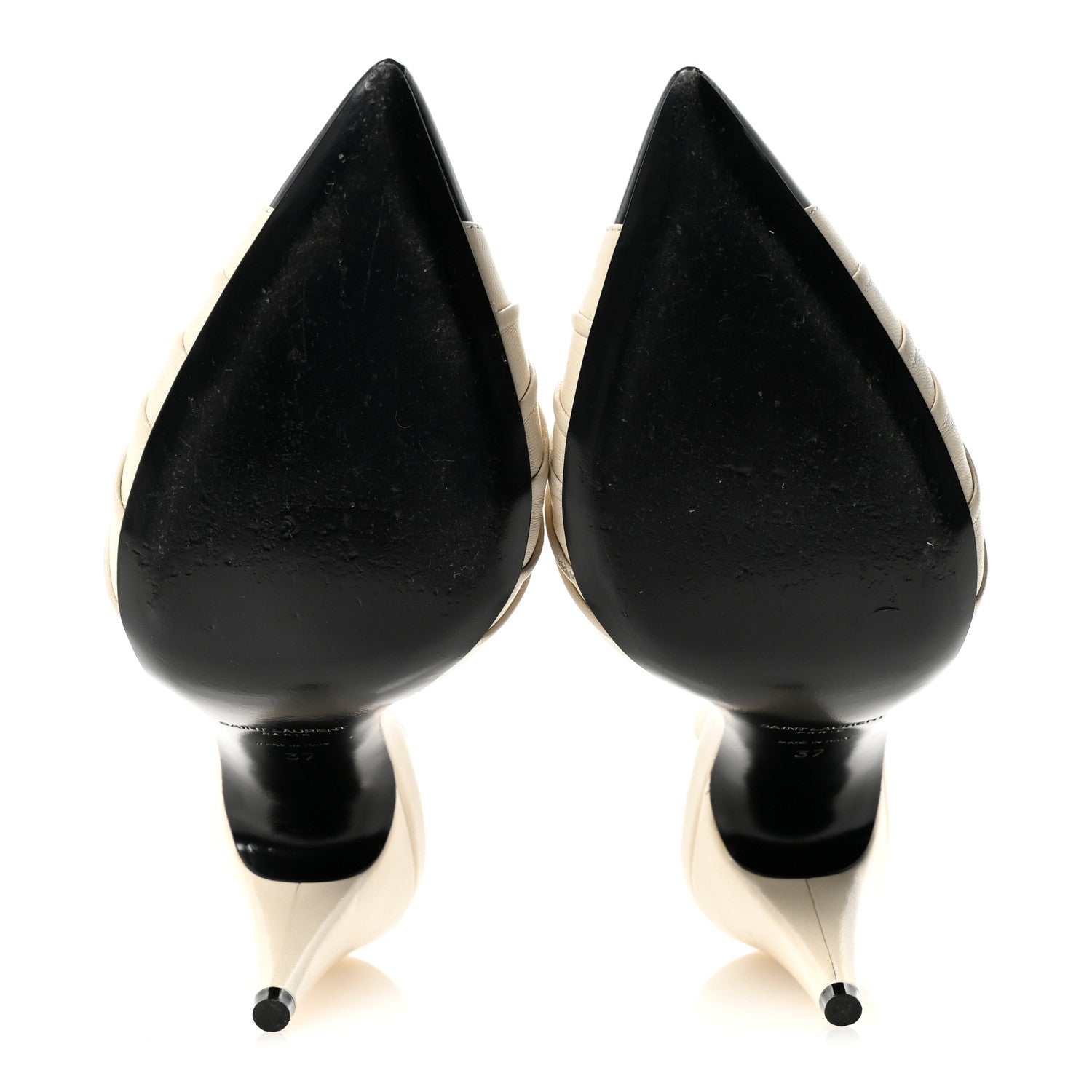 Saint Laurent Calfskin Alma 95 Ring Pumps 37 Pearl Navy 6 of 9