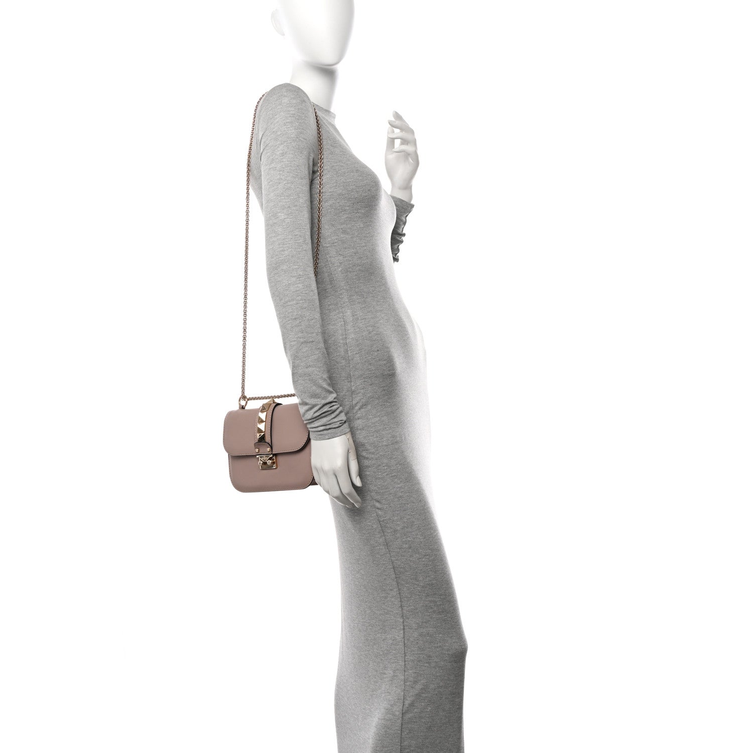 Valentino Garavani Vitello Small Glam Lock Rockstud Flap Poudre 2 of 10