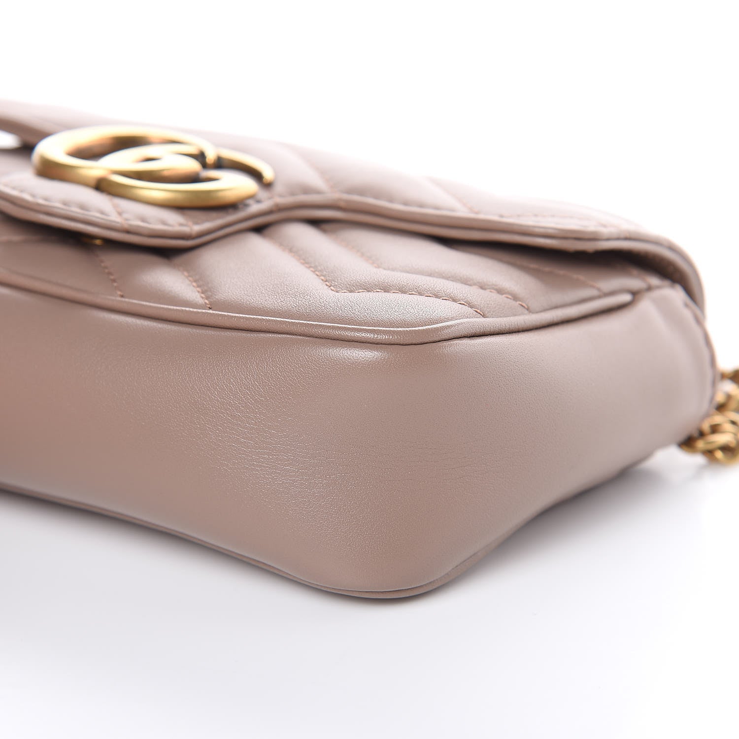 Gucci Calfskin Matelasse Super Mini GG Marmont Shoulder Bag Porcelain Rose 9 of 12