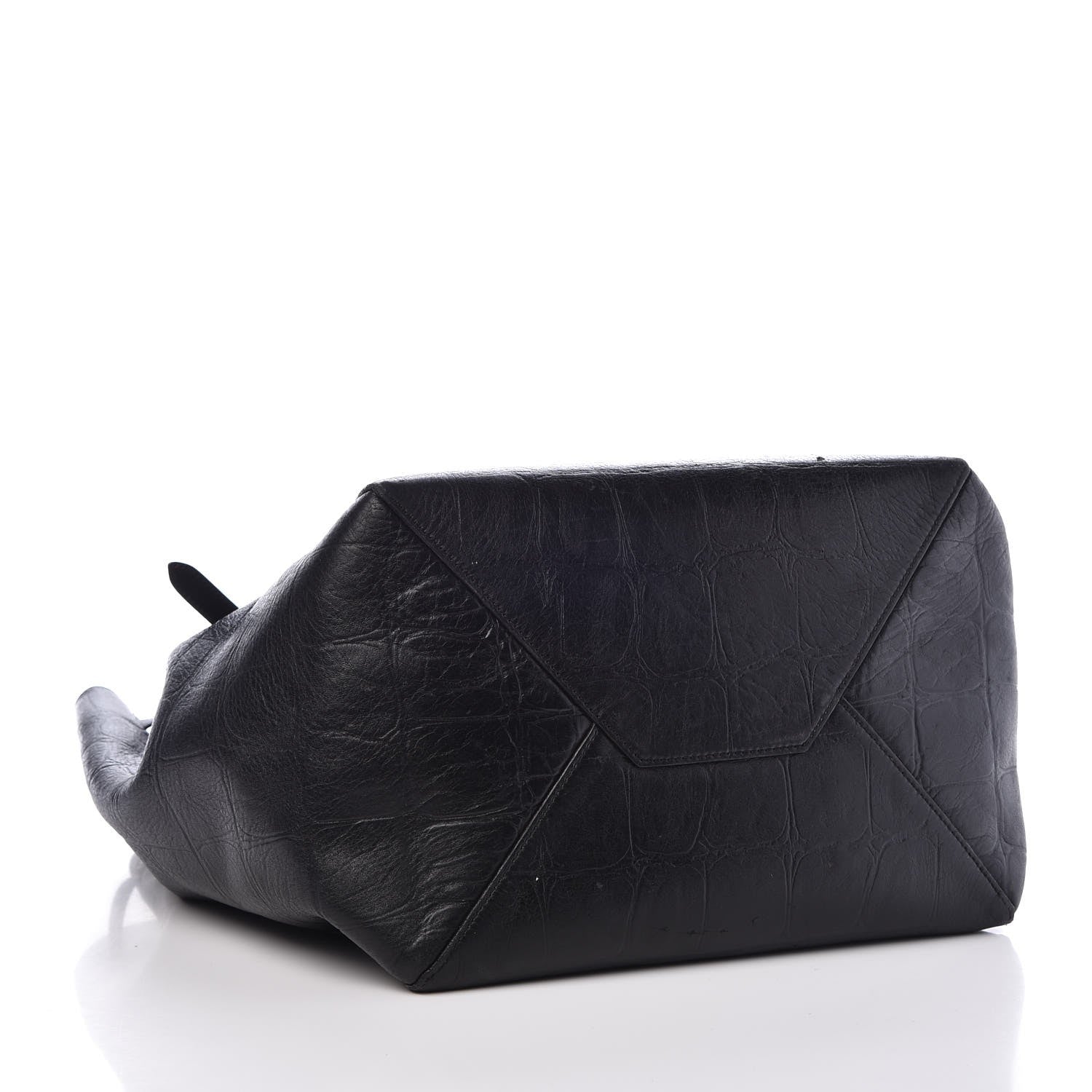 Celine Crocodile Embossed Calfskin Medium Belt Cabas Phantom Black 4 of 7