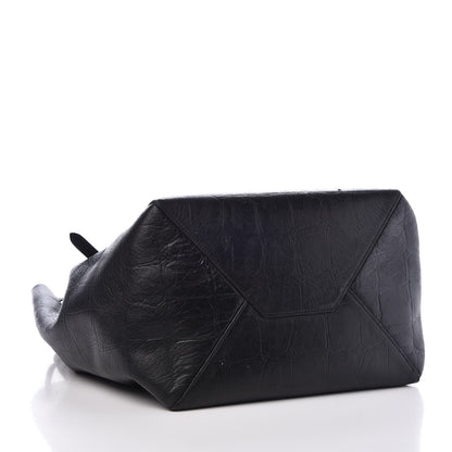 Celine Crocodile Embossed Calfskin Medium Belt Cabas Phantom Black 4 of 7