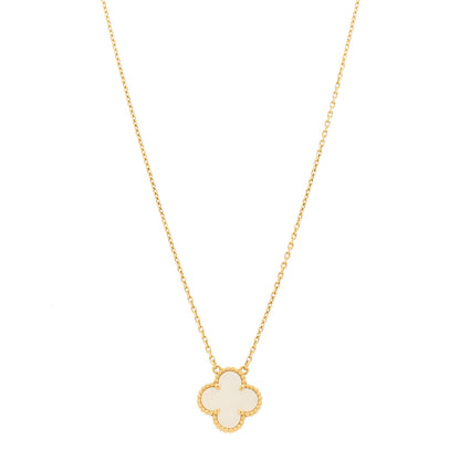 Van Cleef & Arpels 18K Yellow Gold Mother of Pearl Vintage Alhambra Pendant Necklace 1 of 6