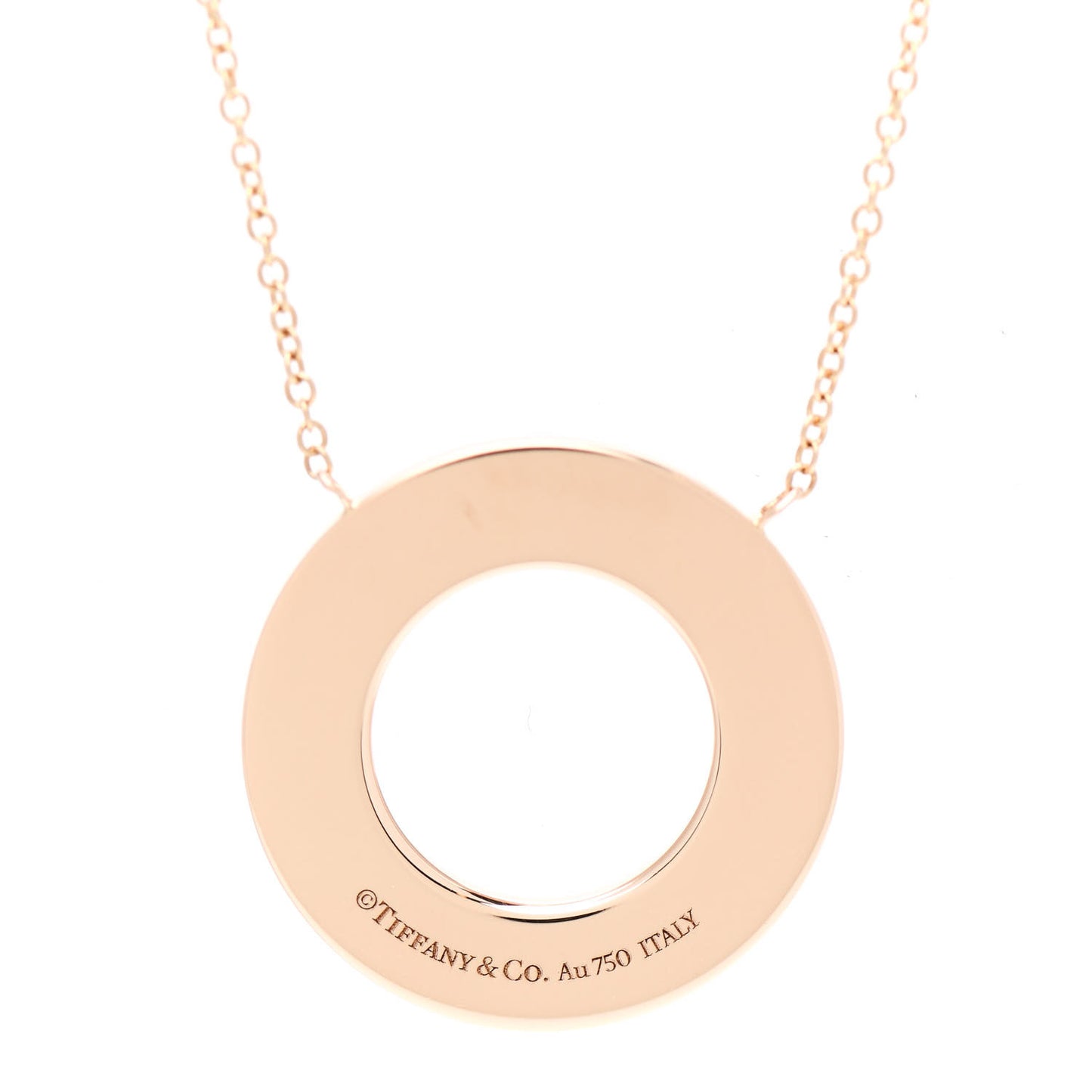 18K Rose Gold Diamond T Circle Pendant Necklace