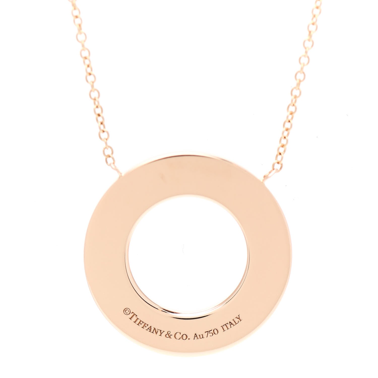 Tiffany 18K Rose Gold Diamond T Circle Pendant Necklace 5 of 5