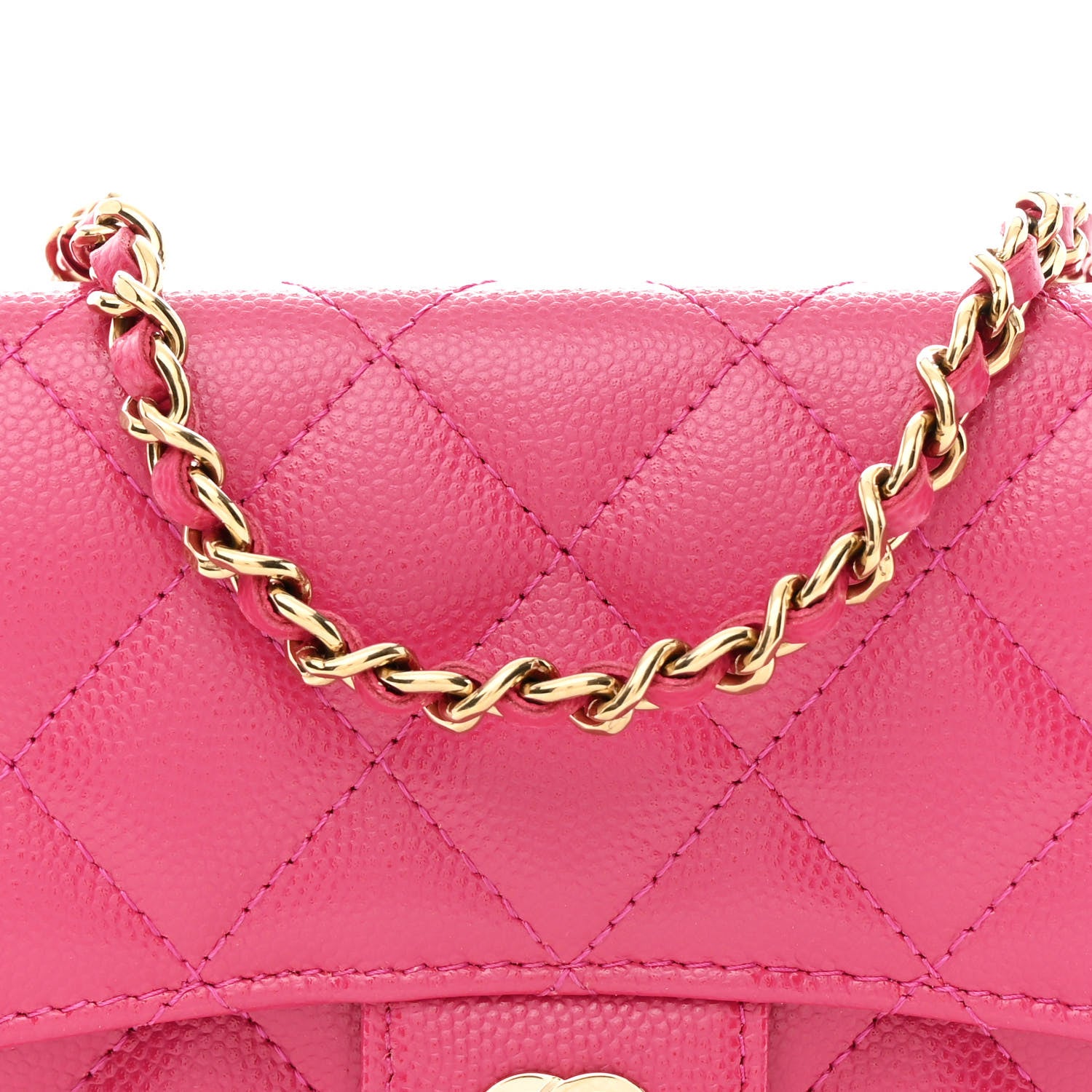 Chanel Caviar Quilted Flap Phone Holder With Chain Pink 9 of 11