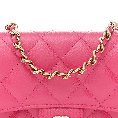 Chanel Caviar Quilted Flap Phone Holder With Chain Pink 9 of 11