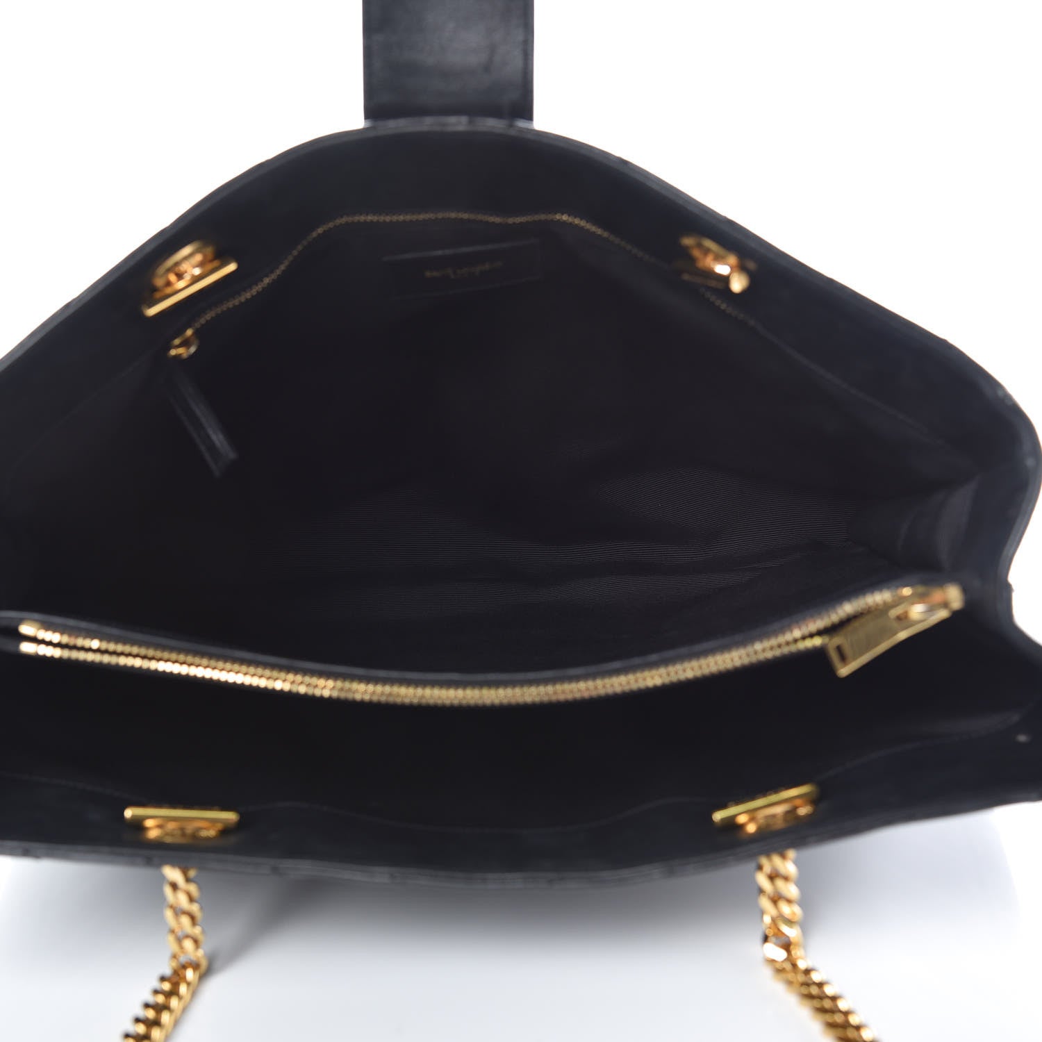 Saint Laurent Lambskin Matelasse Chevron Monogram Shopping Bag Black 5 of 16