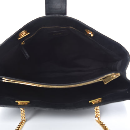 Saint Laurent Lambskin Matelasse Chevron Monogram Shopping Bag Black 5 of 16