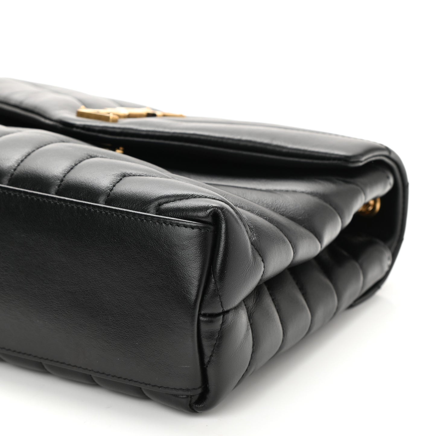 Calfskin Y Quilted Monogram Small Loulou Chain Satchel Black