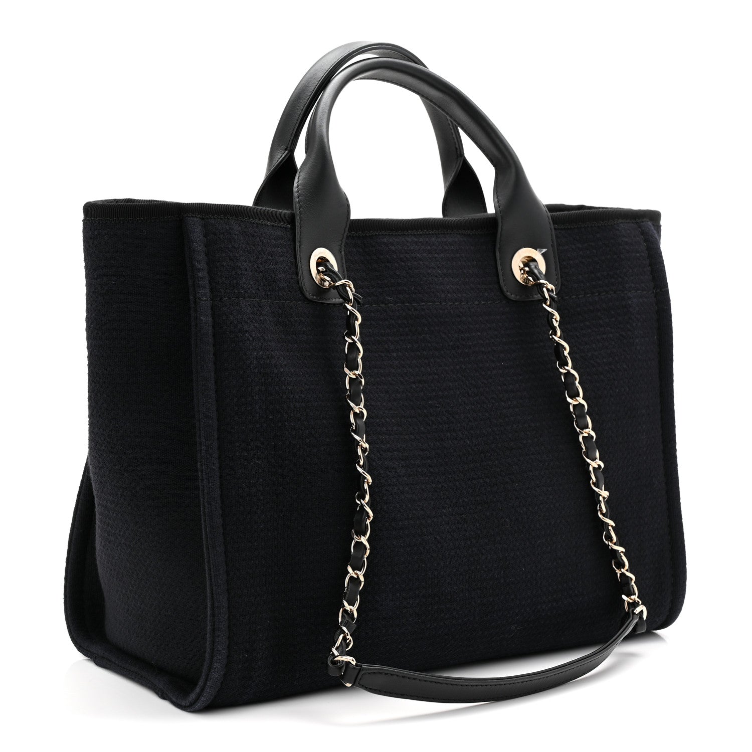 Chanel Mixed Fibers Small Deauville Tote Dark Blue 4 of 12
