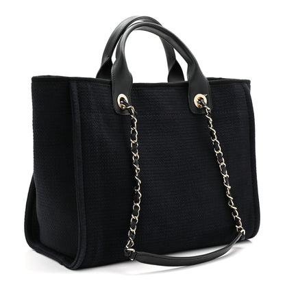 Chanel Mixed Fibers Small Deauville Tote Dark Blue 4 of 12