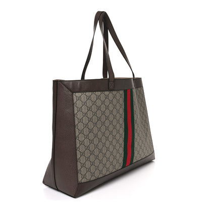 Gucci Gg Supreme Monogram Web Ophidia Tote Brown 4 of 12