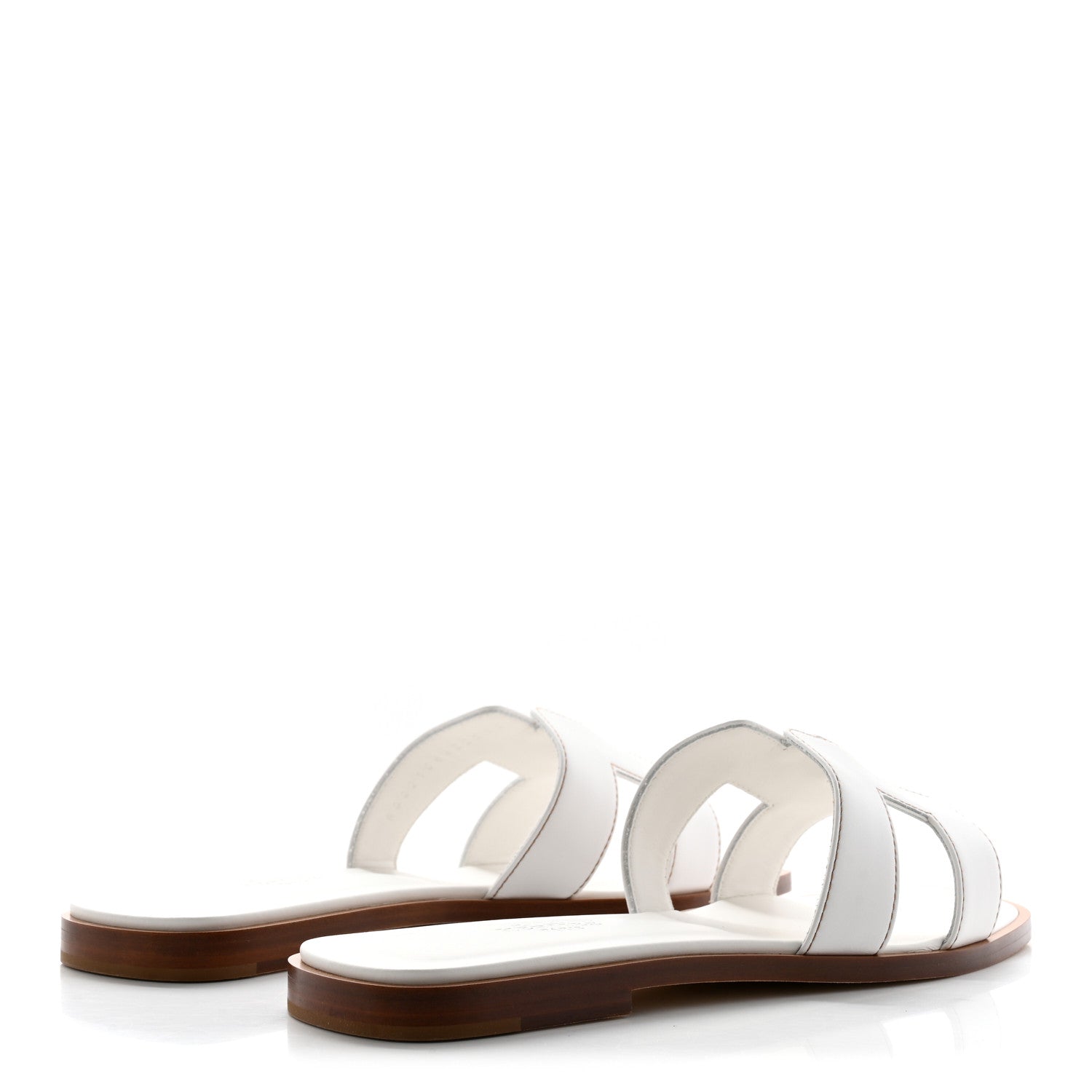 Hermes Box Calfskin Oran Sandals 37 White 4 of 8