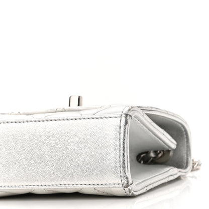 Chanel Metallic Lambskin Quilted Mini Trendy CC Clutch With Chain Silver 10 of 11