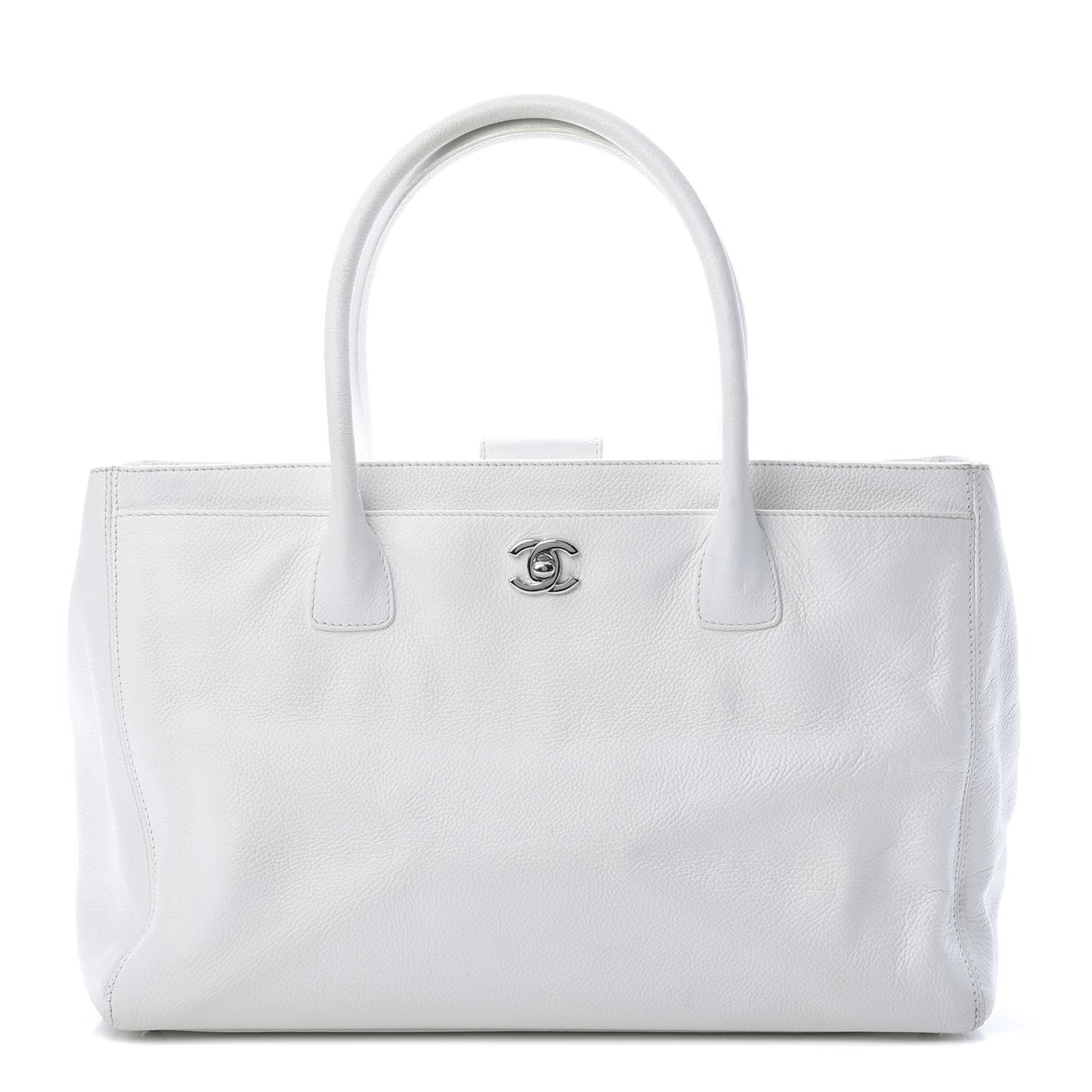 Calfskin Cerf Executive Shopper Tote White