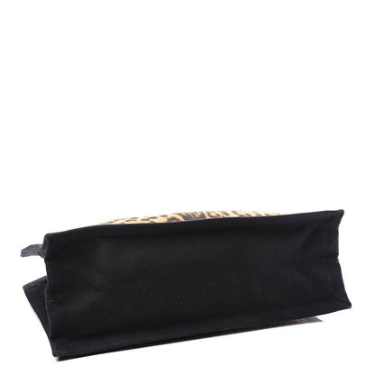 Saint Laurent Canvas Calfskin Leopard Print Rive Gauche Noe Tote Natural Black 3 of 9