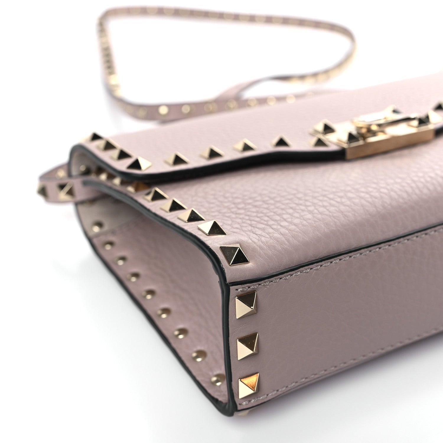 Valentino Garavani Pebbled Calfskin Medium Rockstud Flip Lock Crossbody Bag Poudre 7 of 8