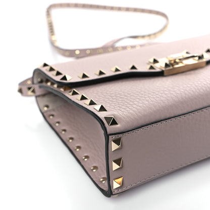 Valentino Garavani Pebbled Calfskin Medium Rockstud Flip Lock Crossbody Bag Poudre 7 of 8