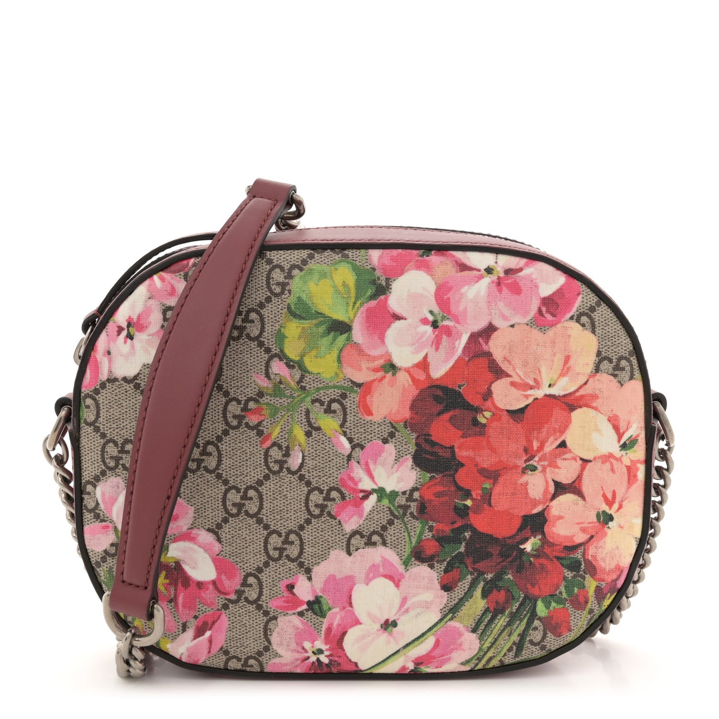GG Supreme Monogram Blooms Mini Chain Shoulder Bag Beige Multicolor Dry Rose