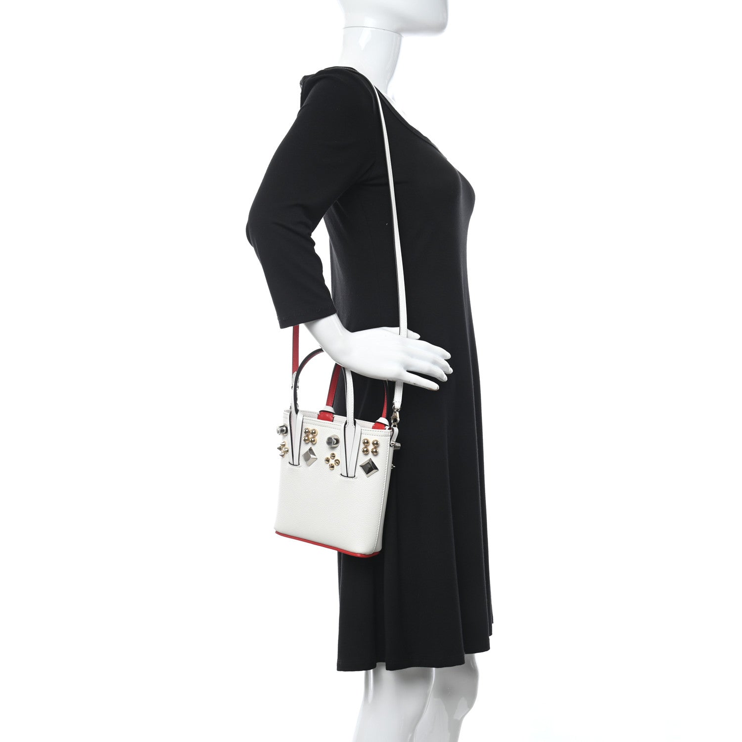 Christian Louboutin Calfskin Empire Spike Studded Mini Courones Tote Blanco Multicolor 2 of 10