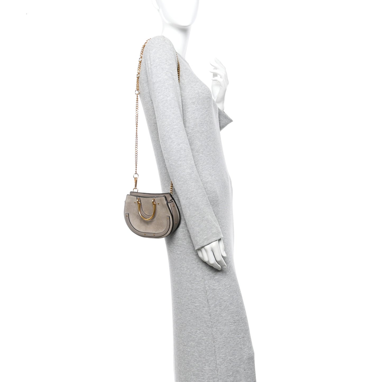 Calfskin Suede Mini Pixie Signature Belt Bag Motty Grey