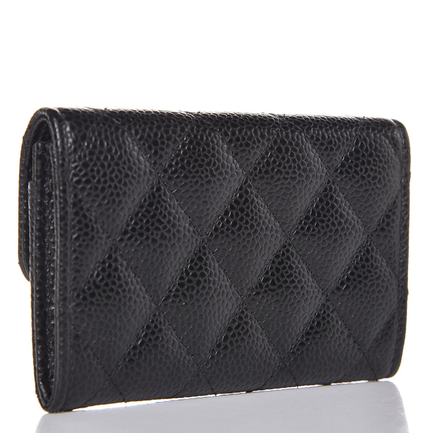 Caviar Quilted Flap Card Holder Black