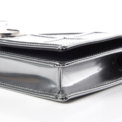 Christian Dior Metallic Patent Micro-Cannage Diorama Wallet on Chain Pouch Silver 6 of 11