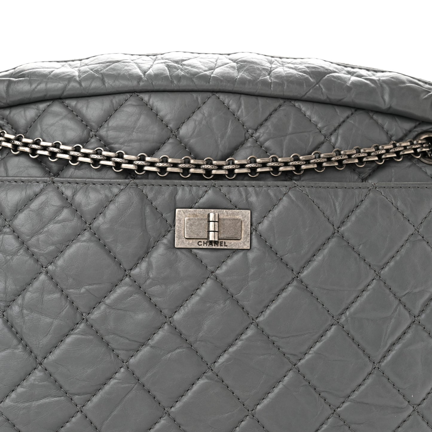 Aged Calfskin Quilted Large Reissue Camera Case Grey