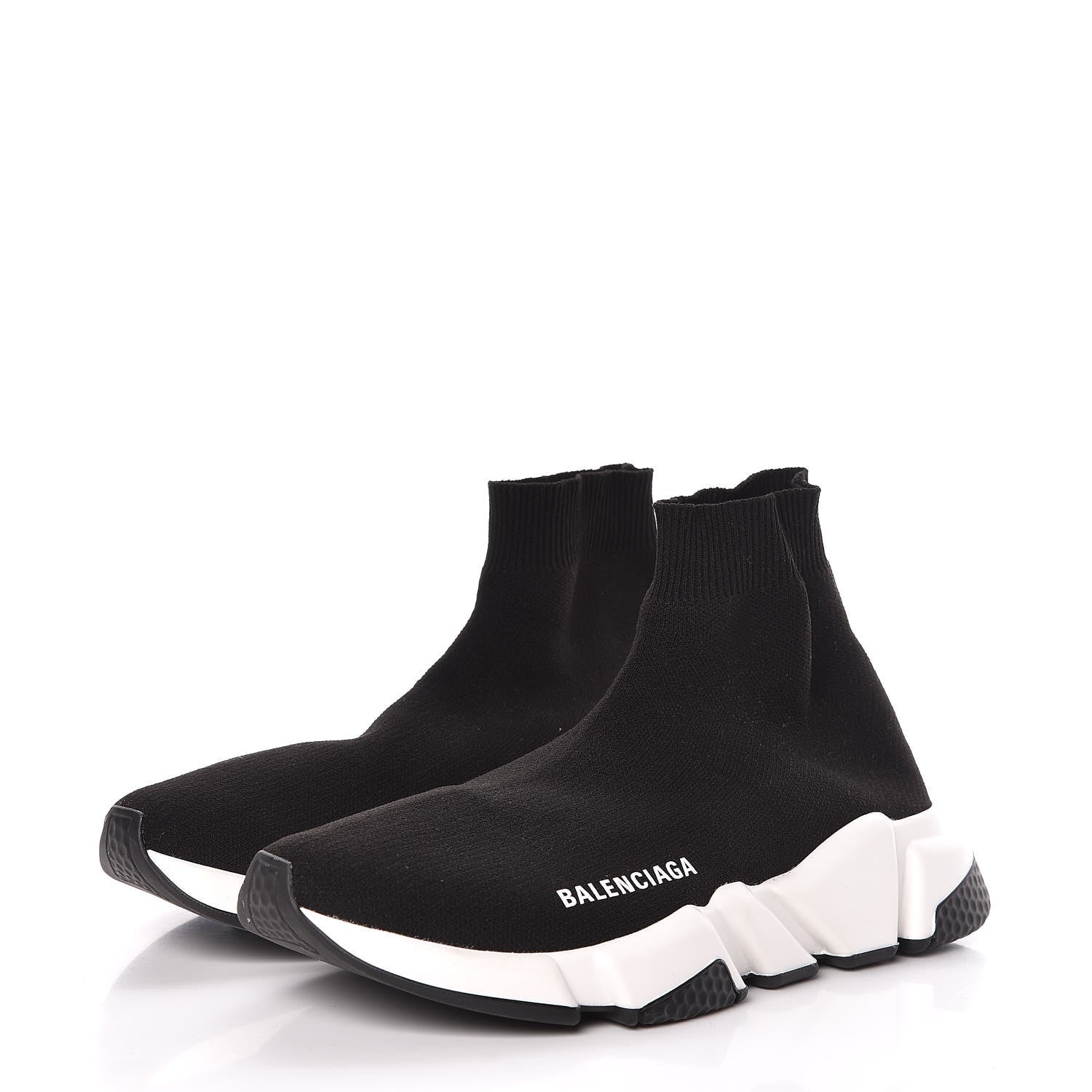 Balenciaga Neoprene Knit Womens Speed Sneakers 38 Black White 3 of 9