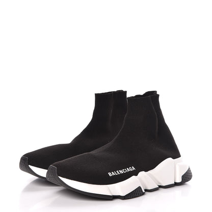 Balenciaga Neoprene Knit Womens Speed Sneakers 38 Black White 3 of 9