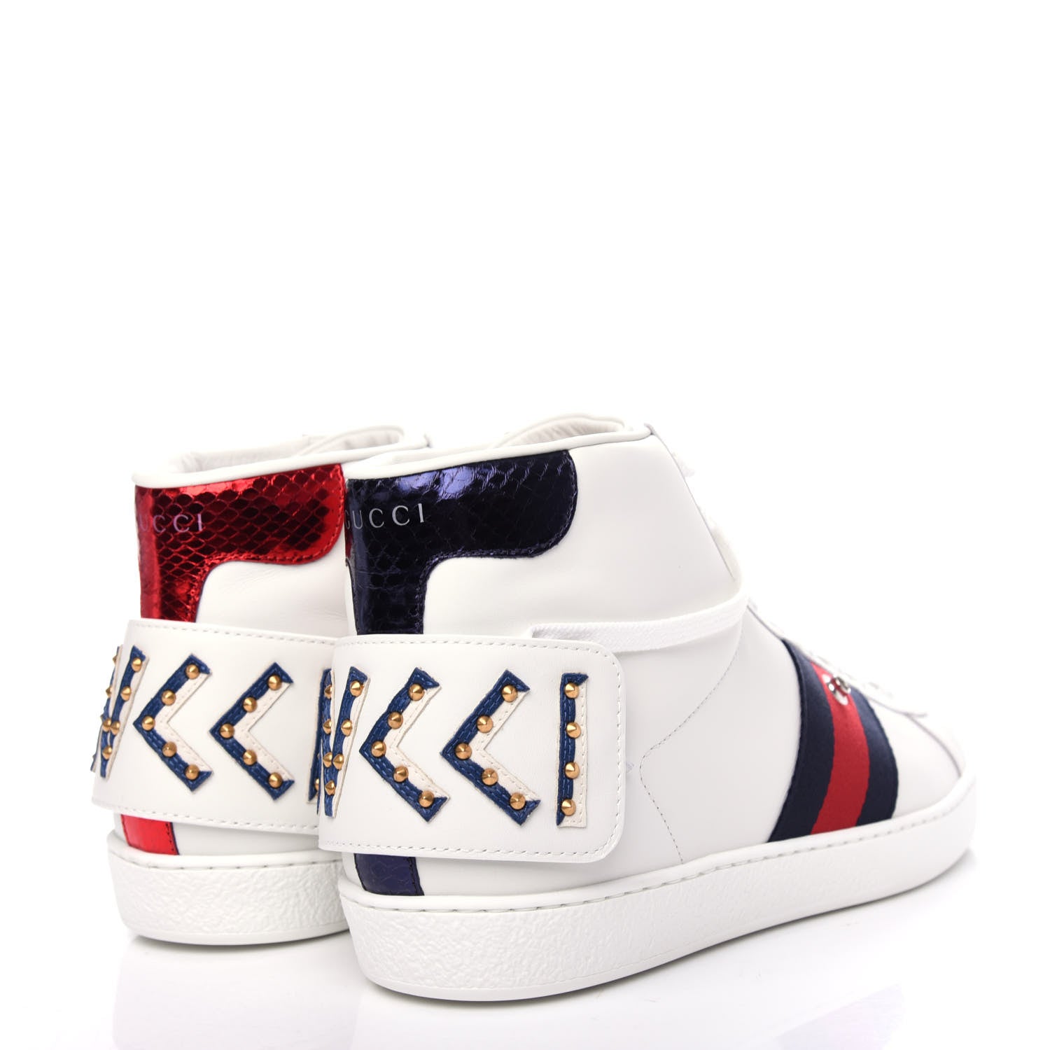 Gucci Calfskin Ayers Embroidered Web Mens Ace Removable Patches High Top Sneakers 9.5 White 4 of 10