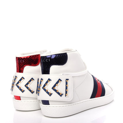 Gucci Calfskin Ayers Embroidered Web Mens Ace Removable Patches High Top Sneakers 9.5 White 4 of 10